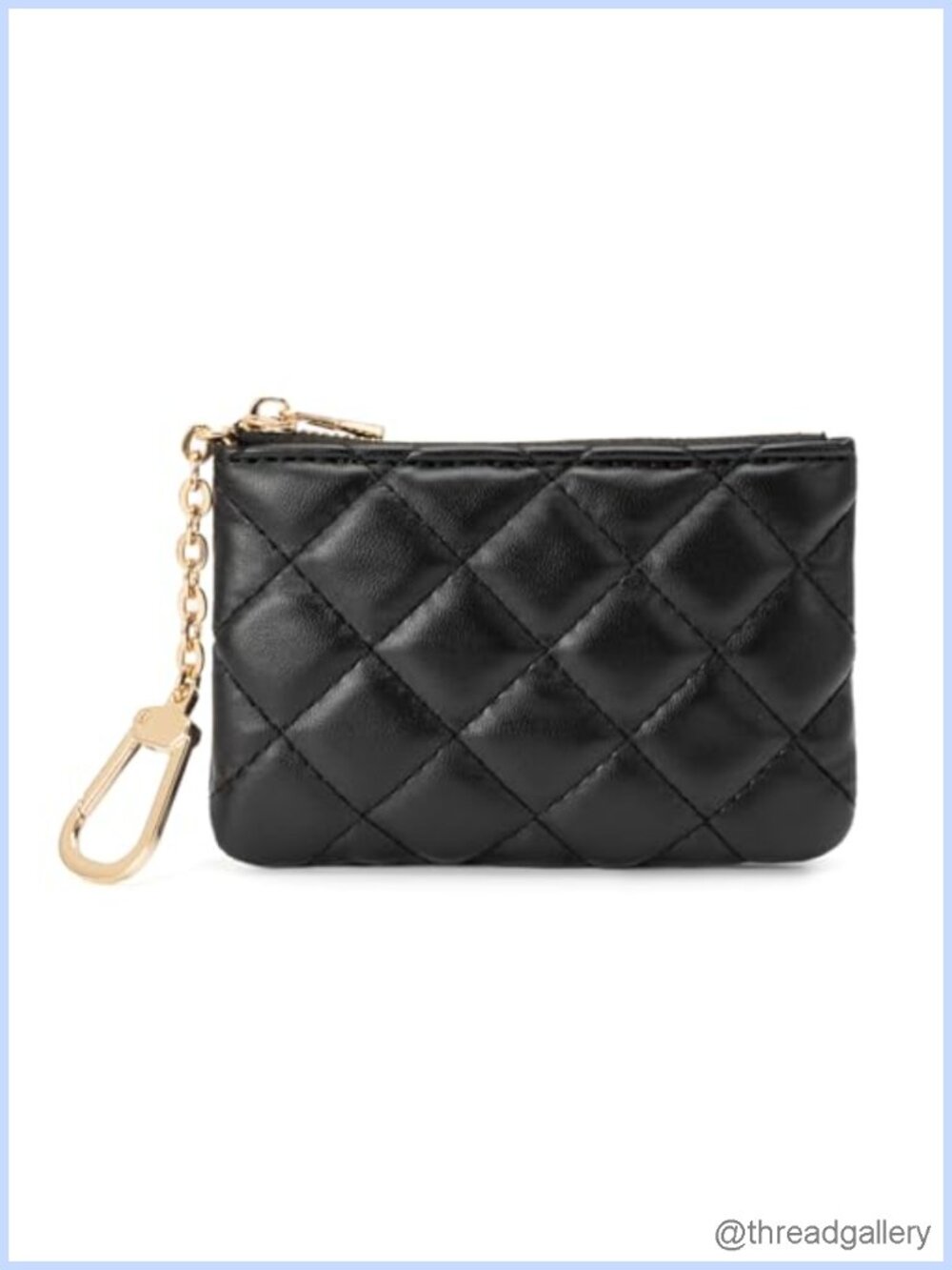 Quilted Faux Leather Coin Purse Keychain Wallet Small Zip Pouch Card Holder